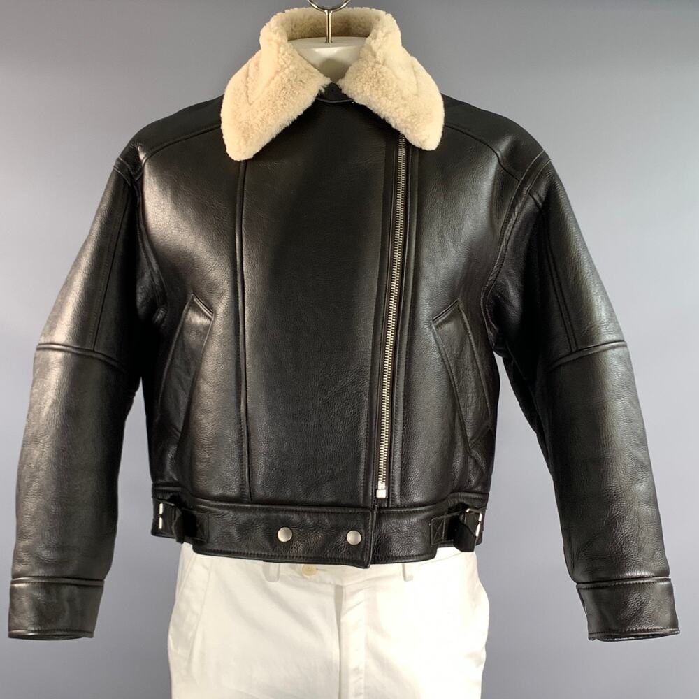 ACNE STUDIOS Size XL Brown Cream Leather Jacket